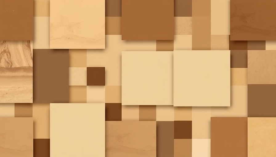 Abstract floor pattern with brown and gray squares.