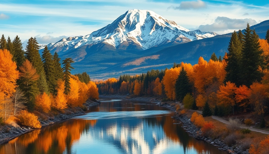 Scenic view of America's top hiking destination with mountains and autumn foliage.