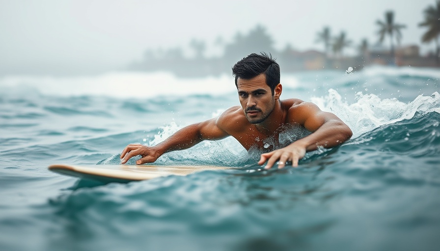 Surfer swimming with determination in ocean, survival tips.