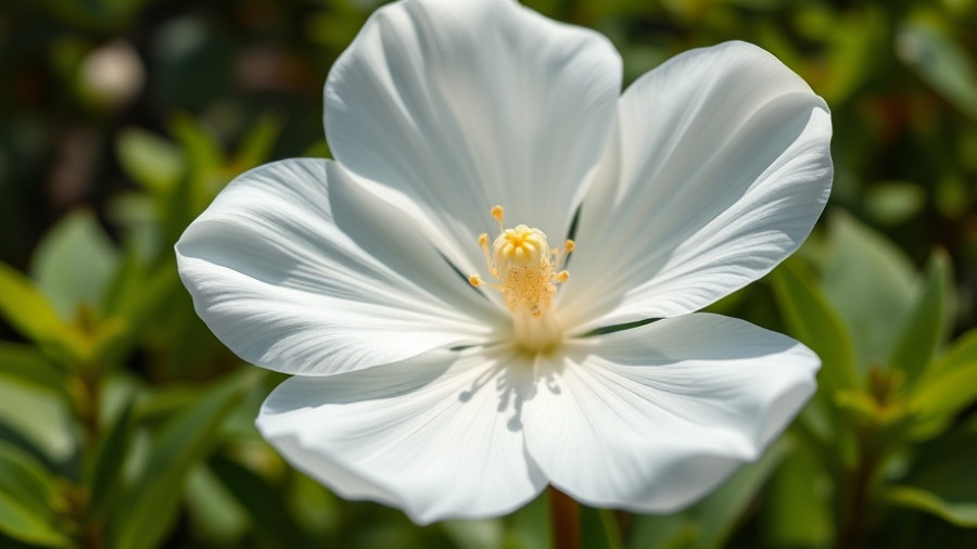 Eco-friendly garden with white flowers and green leaves.