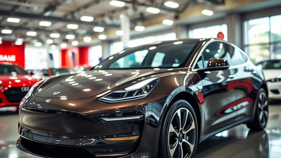 Modern electric vehicle for sale in showroom, buying a used electric vehicle.