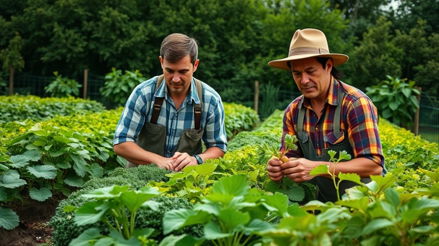 Farmers preserving farmland in Charlotte with lush vegetable garden.
