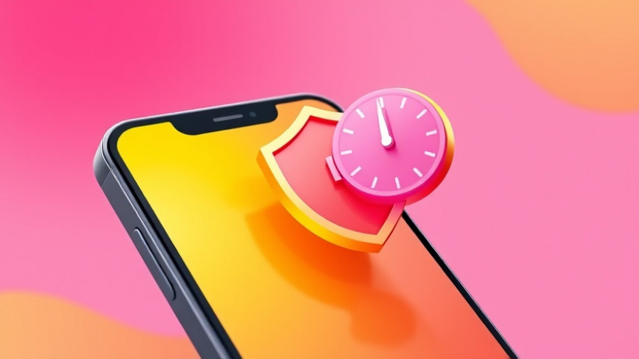 Illustration of automating compliance with smartphone shield and clock icon.