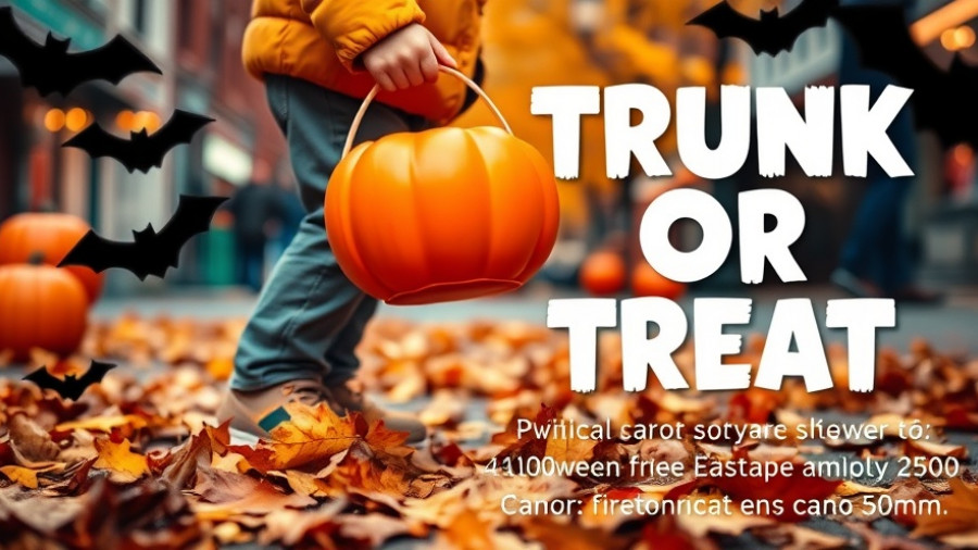 Trunk or Treat in Durham event poster with Halloween elements.