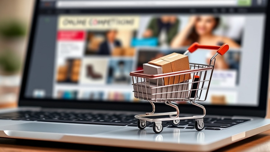 Mini shopping cart on laptop for e-commerce competition.