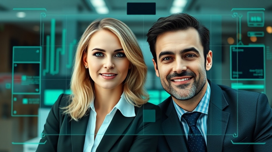 Virtual interview interface featuring two professionals in a digital conference.