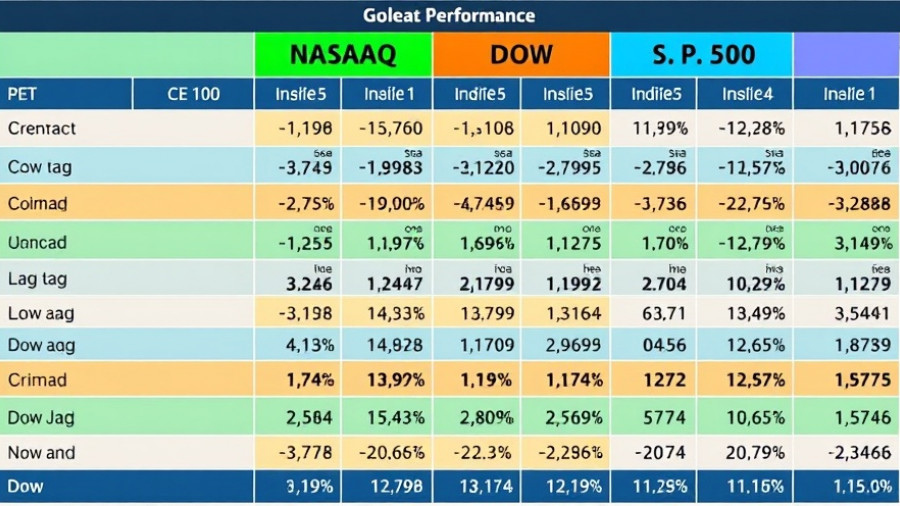 Fintech and Banking Trends 2025: Financial performance table for major indices.