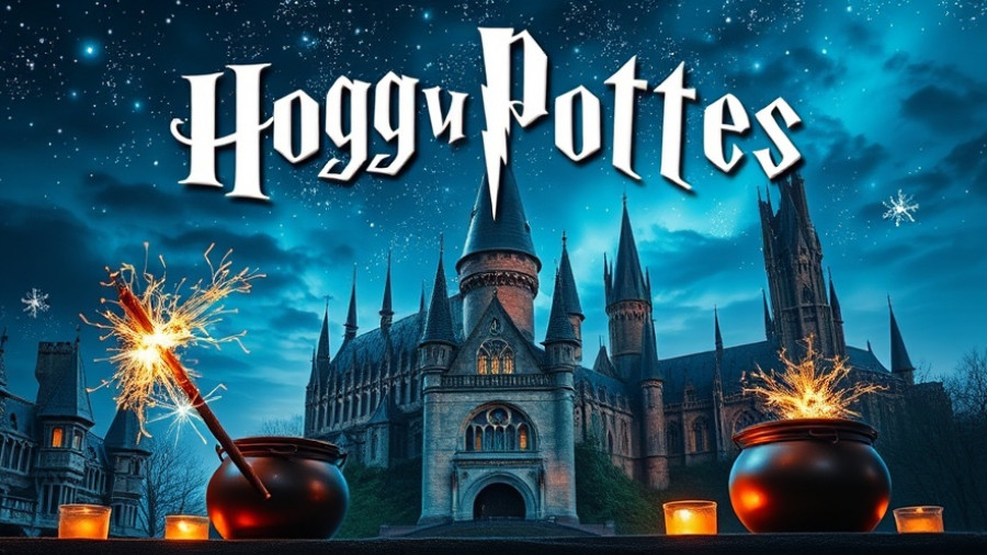 Whimsical Hogwarts-themed event poster with magical elements.
