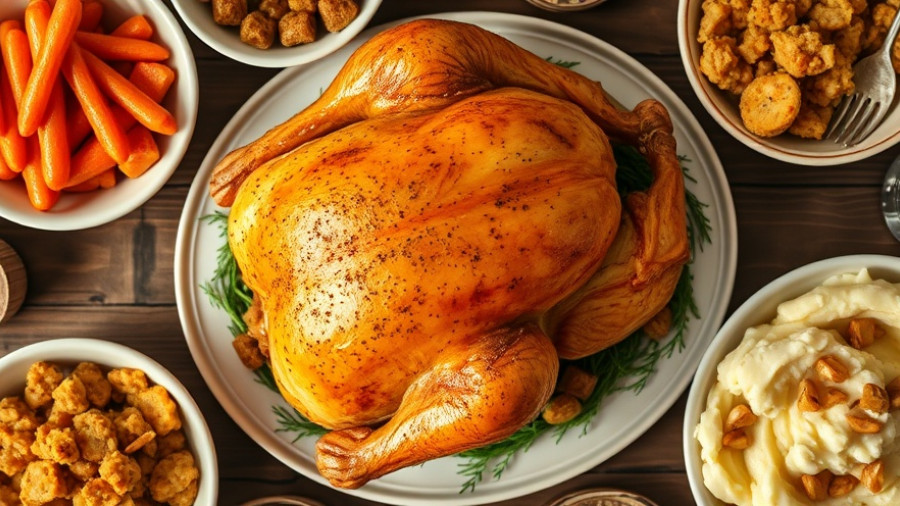 Affordable Thanksgiving meal with turkey and sides under $4 per person.