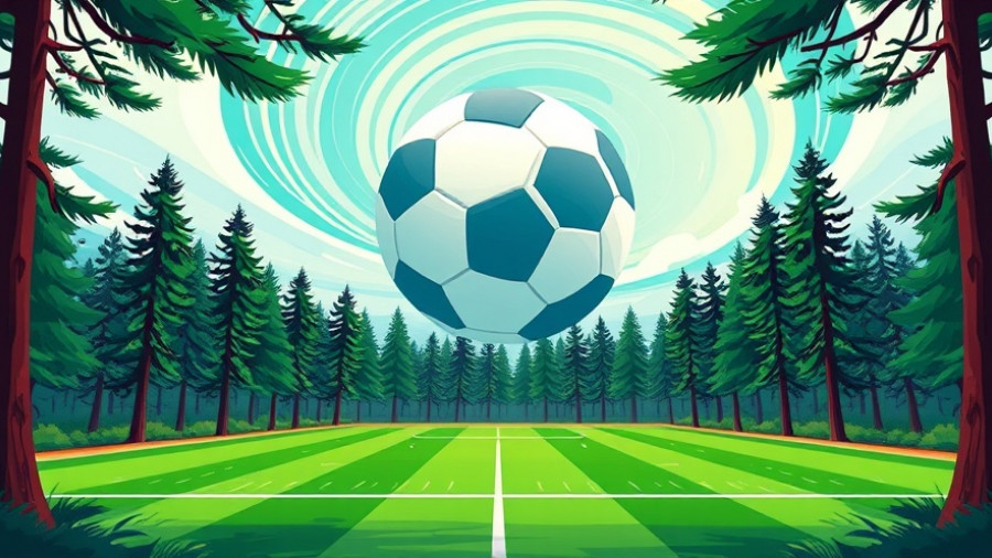 Stylized poster for The Soccer Tournament Cary NC featuring soccer themes.