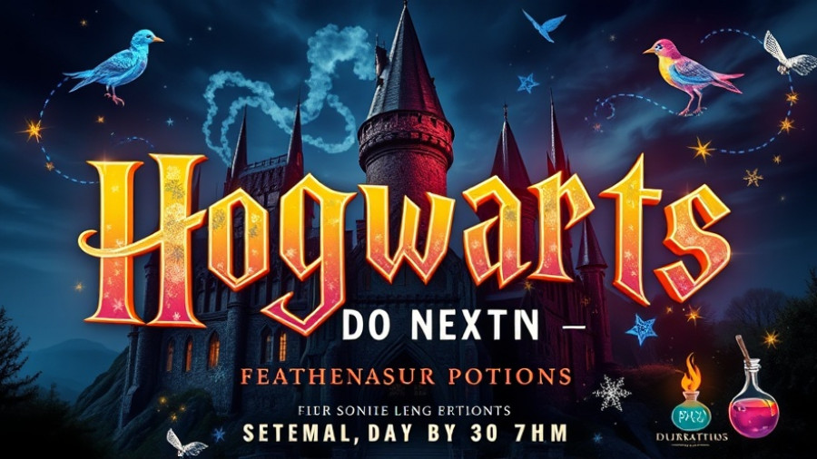 A Day at Hogwarts in Apex event poster with magical elements.