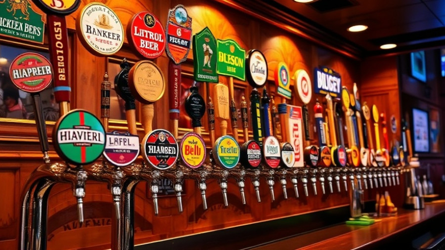 Weekly comedy at Flying Saucer Raleigh bar with beer taps display.