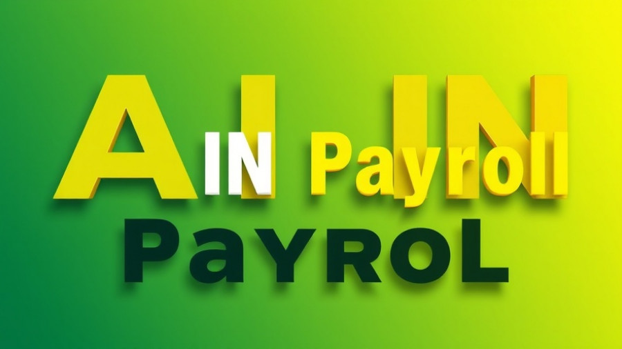Modern graphic design with AI in Payroll text on gradient background