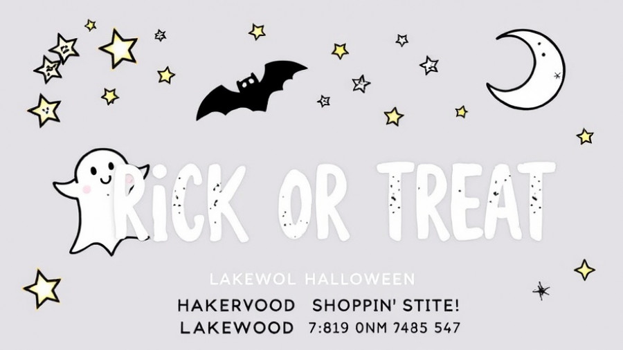 Playful Halloween flyer for Trick or Treat at Lakewood Shopping Center.