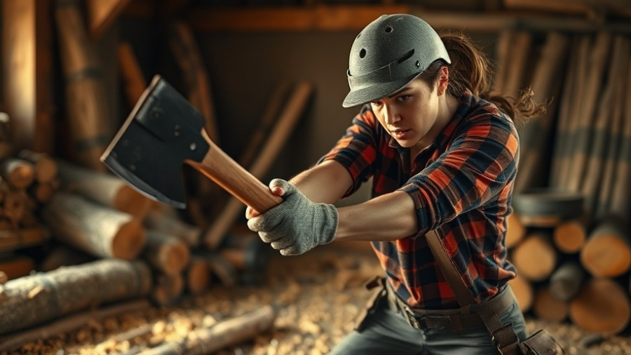 Woman competing in lumberjack competition in North Carolina.