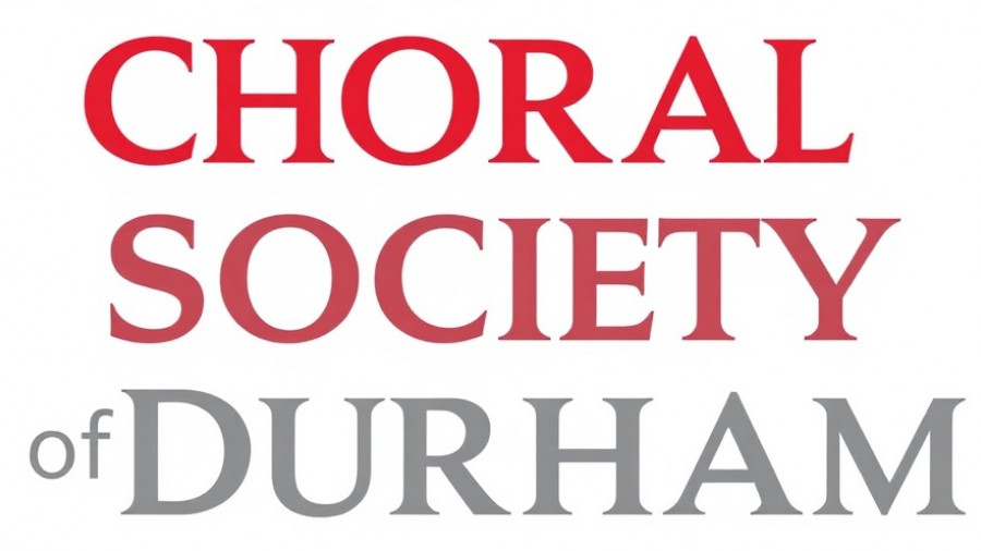 Choral Society of Durham logo in red and grey typography.