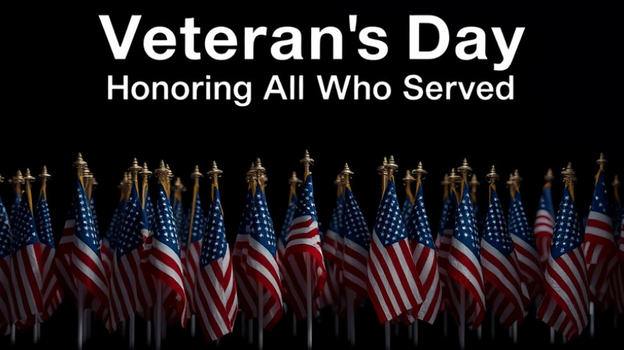 Veterans Day Celebration in Durham with American flags and honoring message.