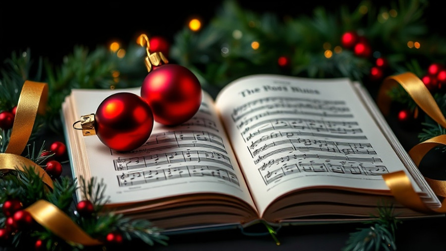 Festive holiday sheet music with ornaments for free holiday concerts in the Triangle.