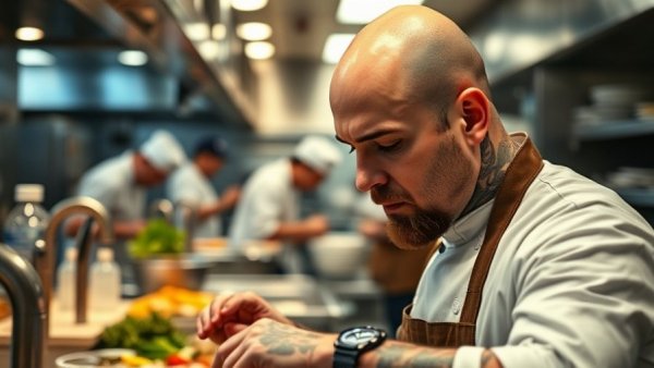 Chef in kitchen preparing dish, Charlotte Michelin Star