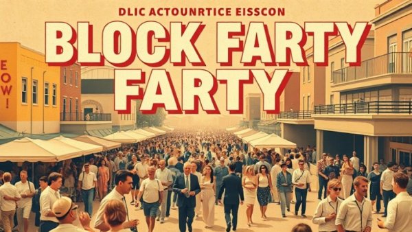 Retro event poster for Person Street Plaza Block Party.