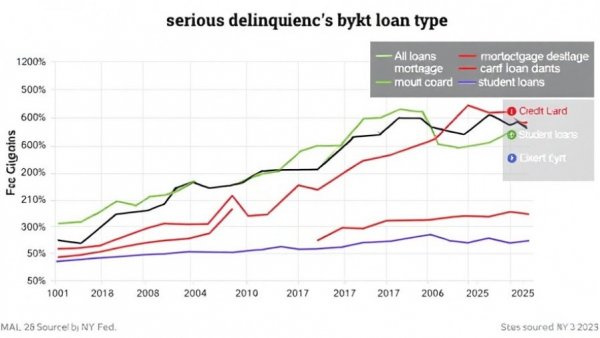 Graph showing BNPL consumer spending trends with delinquency rates.
