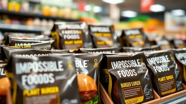 Impossible Foods burger packages in neat rows for coupon giveaway.