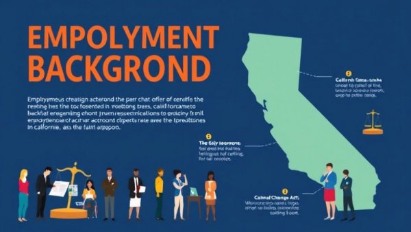 Infographic illustrating employment background checks in California with key legal elements.