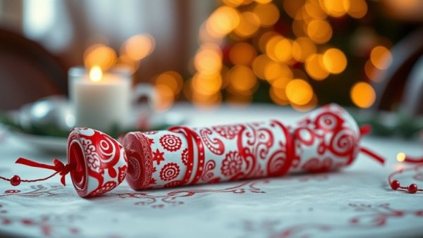 Elegant eco-friendly Christmas crackers on a festive table setup.