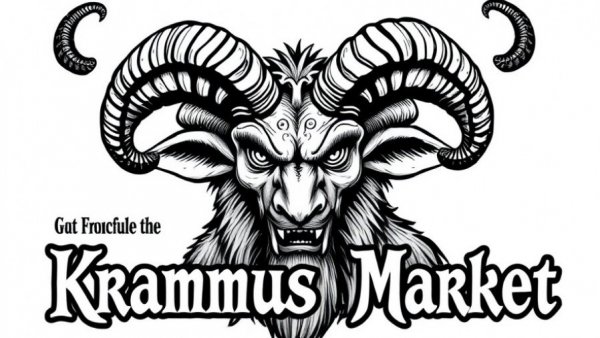 Krampus Night Market Durham NC event poster with gothic design.