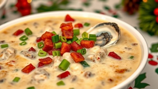 Christmas Oyster Stew in a festive holiday setting.
