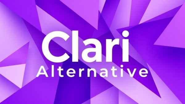 Abstract graphic displaying Clari Alternatives in purple shades.
