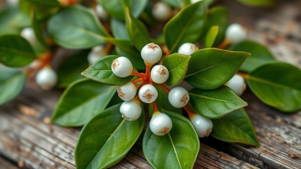 Mistletoe with white berries in North Carolina.