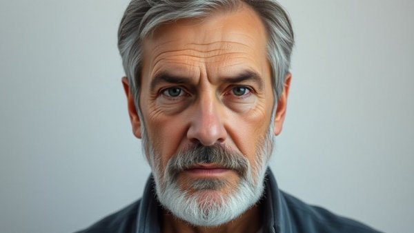 Older male, gray hair, neutral expression, plain background