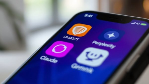 Close-up of smartphone displaying AI apps amidst cybersecurity concerns.