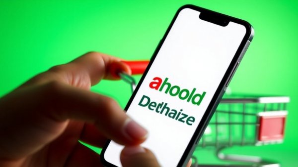 Ahold Delhaize eCommerce Platform displayed on phone with cart.