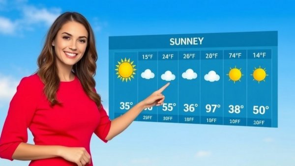 Weather forecast chart indicating warm temperatures throughout the day.