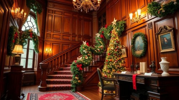 Cozy holiday scene in Winston-Salem with Christmas decor.