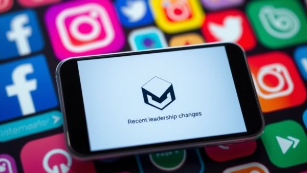 Meta logo on phone with social media icons, symbolizing Meta leadership changes.