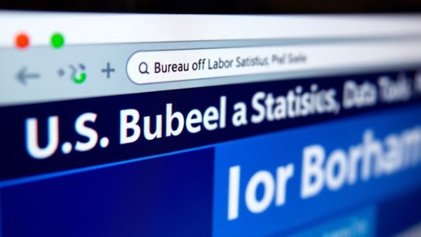 U.S. Bureau Of Labor Statistics webpage close-up, related to BLS economic data cancellations.