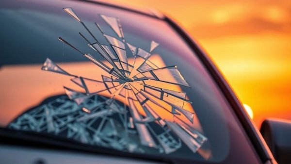 Sumter South Carolina crash scene showing shattered car windshield.
