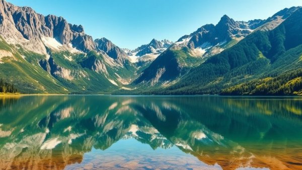 Scenic view of tranquil lake in Italy's Alps, emphasizing sustainable travel.
