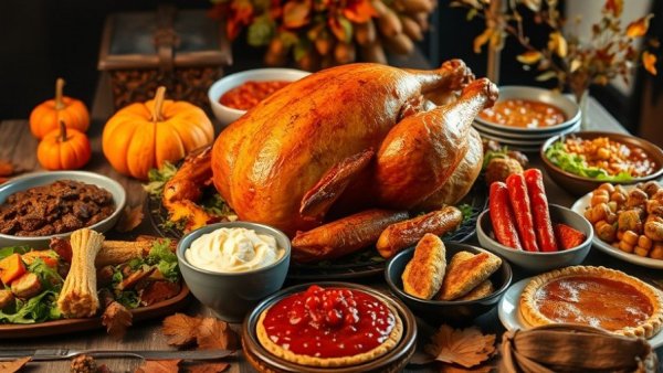 Thanksgiving restaurant menu ideas with a festive table setting.