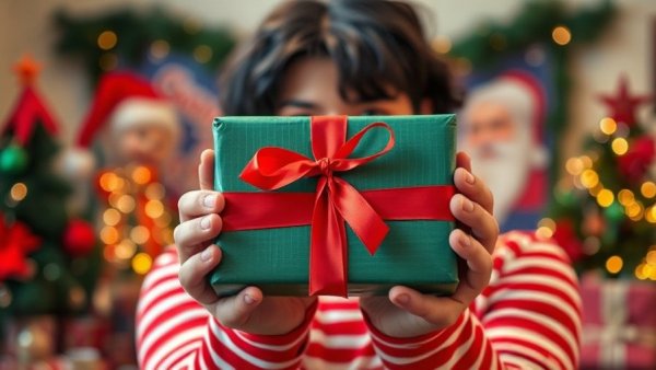 Person holding wrapped gift for holiday gift guide.