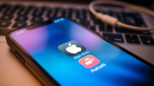 Close-up of smartphone with streaming app icons, earphones attached.