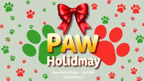 Santa Paws event flyer with paw prints and festive design details for Durham event.
