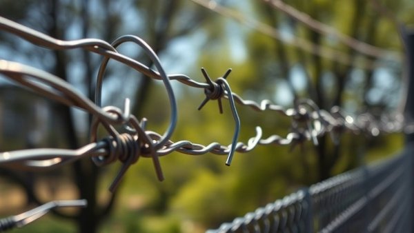 Razor wire close-up indicating security at Buncombe County Jail.