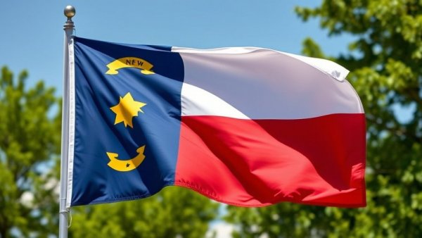 North Carolina flag waving closely.