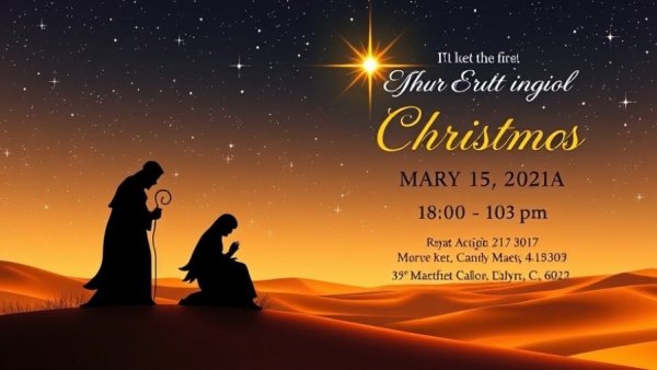 Christmas Cantata Raleigh invitation with Mary and Joseph silhouettes.