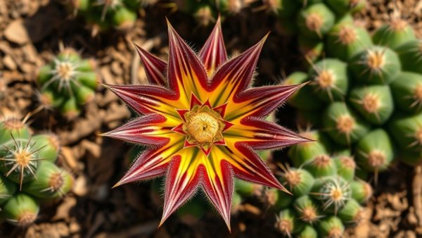 Close-up of striped succulent flower in natural habitat, sustainable home design inspiration.