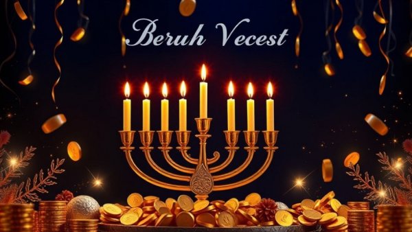 Grand Menorah Lighting at UNC poster with menorah and festive elements.